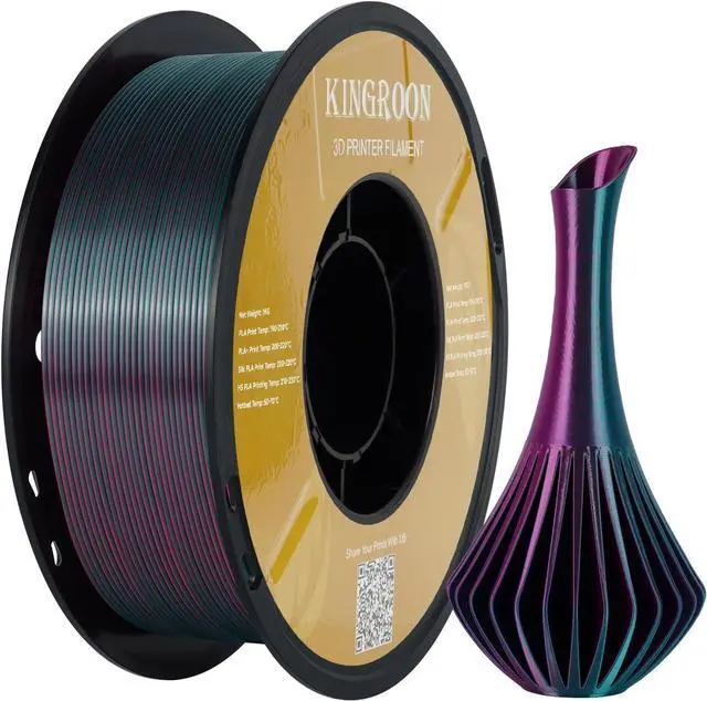 Main image of Kingroon Dual Color 1.75 mm Silk PLA Filament Green Red, Fit Most FDM 3D Printers, Dimensional Accuracy +/- 0.03 mm, 1kg Spool(2.2lbs), 3D Printer Silk PLA Shiny Filament