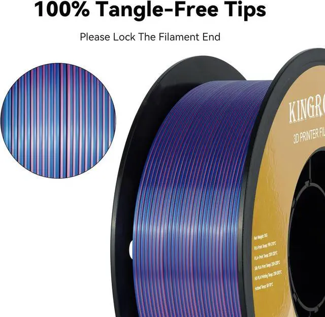 Alt view image 6 of 7 - Kingroon Dual Color 1.75 mm Silk PLA Filament Green Red, Fit Most FDM 3D Printers, Dimensional Accuracy +/- 0.03 mm, 1kg Spool(2.2lbs), 3D Printer Silk PLA Shiny Filament