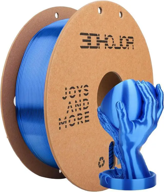 Main image of Silk PLA Filament 1.75mm, Silk PLA 3D Printer Filament, 2.2 LBS (1KG) Cardboard Spool, Fit Most FDM 3D Printer, Silk Blue