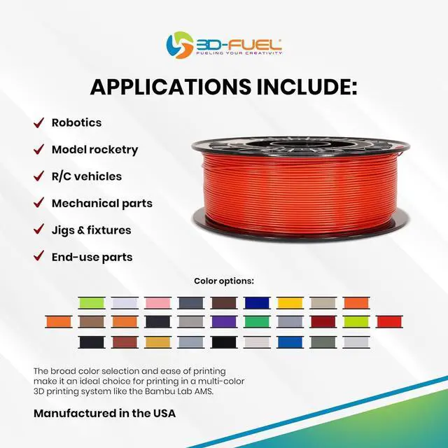Alt view image 4 of 4 - 3D-Fuel Tough Pro PCTG Filament for 3D Printing, Better Than PETG Filament, Made in The USA, 3D Printer Filament, Dimensional Accuracy +/- 0.02 mm, 1.75mm, 1 kg Spool, Grass Green