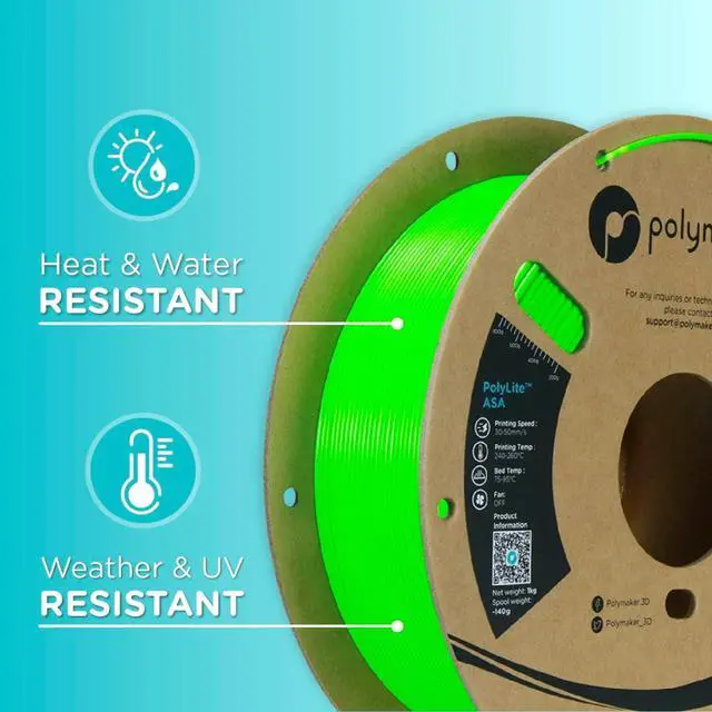 Alt view image 5 of 7 - Polymaker ASA Filament 1.75mm Pop Green, 1kg ASA 3D Printing Filament, Heat & Weather Resistant - ASA 3D Printer Filament Perfect for Printing Outdoor Functional Parts