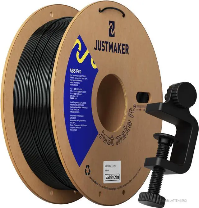 Main image of ABS PRO (ABS+) 3D Printer Filament, Upgraded Strength Heat Resistant Filament, Cardboard Spool, Dimensional Accuracy +/-0.03mm, 1.75mm, 1 kg (2.2 lbs), Black