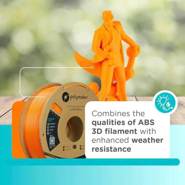 Alt view image 2 of 7 - Polymaker ASA Filament 1.75mm Orange, 1kg ASA 3D Printing Filament, Heat & Weather Resistant - ASA 3D Printer Filament Perfect for Printing Outdoor Functional Parts