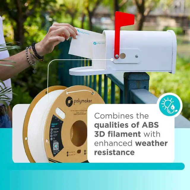 Alt view image 2 of 7 - Polymaker ASA Filament 1.75mm White, 1kg ASA 3D Printing Filament, Heat & Weather Resistant - ASA 3D Printer Filament Perfect for Printing Outdoor Functional Parts