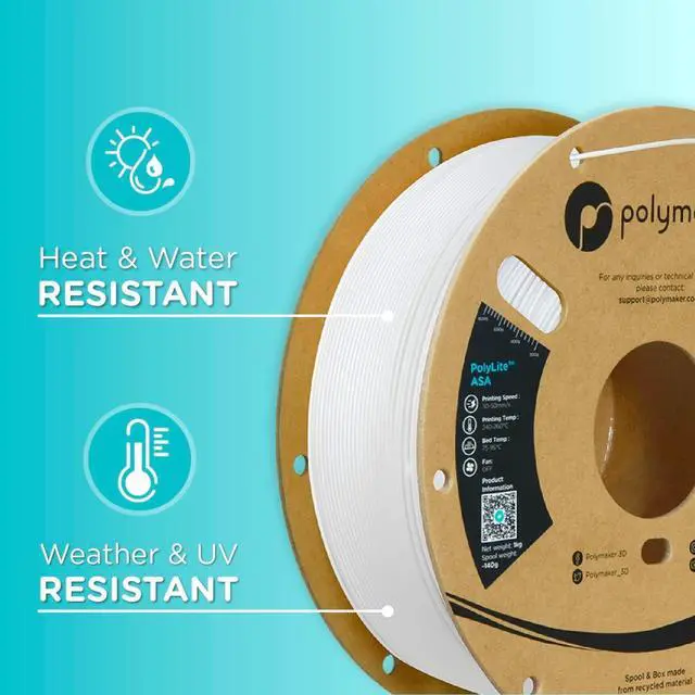 Alt view image 5 of 7 - Polymaker ASA Filament 1.75mm White, 1kg ASA 3D Printing Filament, Heat & Weather Resistant - ASA 3D Printer Filament Perfect for Printing Outdoor Functional Parts