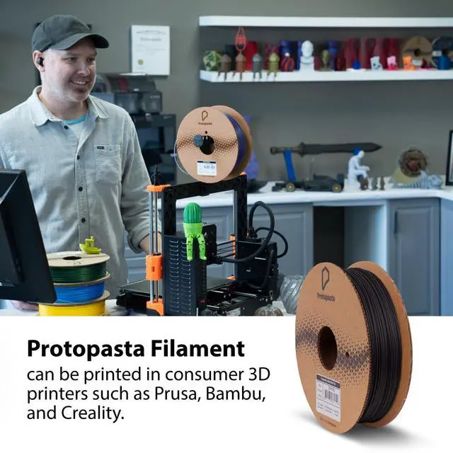 Alt view image 6 of 7 - Protopasta 3D Printer Filament, PLA Filament 1.75mm, Composite Carbon Fiber PLA, 500g Spool