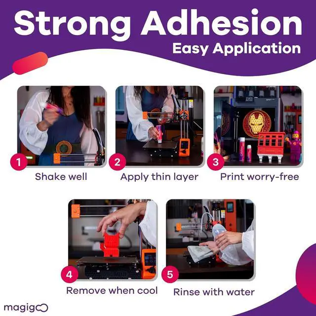 Alt view image 3 of 7 - MO2018 3D Printer Adhesive Glue  Reduces Warping for ABS, PLA, PETG, HIPS, ASA, and TPU Filaments  Flex Plate, Glass, PEI, Buildtak, and Kapton Compatible - All-in-One Solution (4 fl. oz)