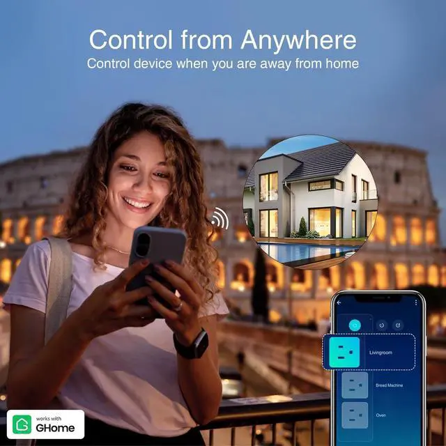 Alt view image 5 of 7 - GHome Smart Power Strip with 3 USB Ports & 3 Smart Outlets Plugs That Work with Alexa & Google Home, WiFi Surge Protector, Flat Plug for Home Office Travel, 10A