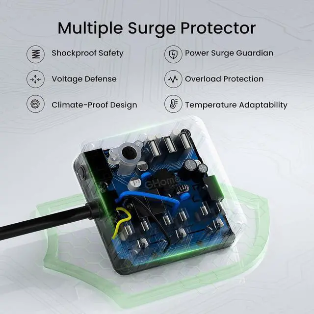 Alt view image 6 of 7 - GHome Smart Power Strip with 3 USB Ports & 3 Smart Outlets Plugs That Work with Alexa & Google Home, WiFi Surge Protector, Flat Plug for Home Office Travel, 10A