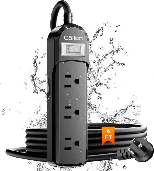 Main image of VNJ Outdoor Power Strip with 3AC Outlets, IPX6 Waterproof Surge Protector, Safety Lock Design and ETL-Certified Cables, 6FT Extension Cord for Home, Garden, and Commercial Use