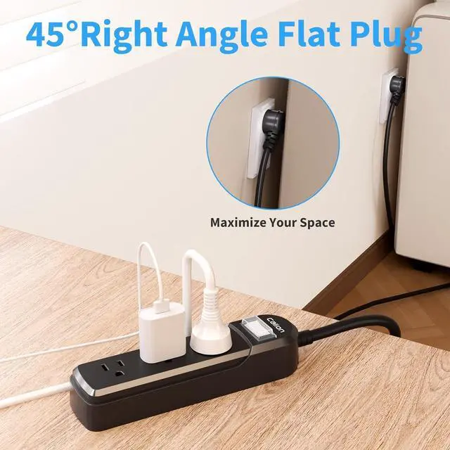 Alt view image 5 of 7 - VNJ Outdoor Power Strip with 3AC Outlets, IPX6 Waterproof Surge Protector, Safety Lock Design and ETL-Certified Cables, 6FT Extension Cord for Home, Garden, and Commercial Use