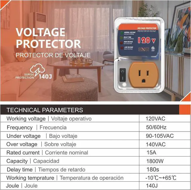 Alt view image 2 of 7 - [ETL Listed] BXST Single Outlet Surge Protector for Refrigerators Voltage Protector for Home Appliance Delay Protection Electronic Surge Protector for Fridge TV Air Conditioners 120V 15A 1800Watts
