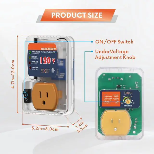 Alt view image 4 of 7 - [ETL Listed] BXST Single Outlet Surge Protector for Refrigerators Voltage Protector for Home Appliance Delay Protection Electronic Surge Protector for Fridge TV Air Conditioners 120V 15A 1800Watts