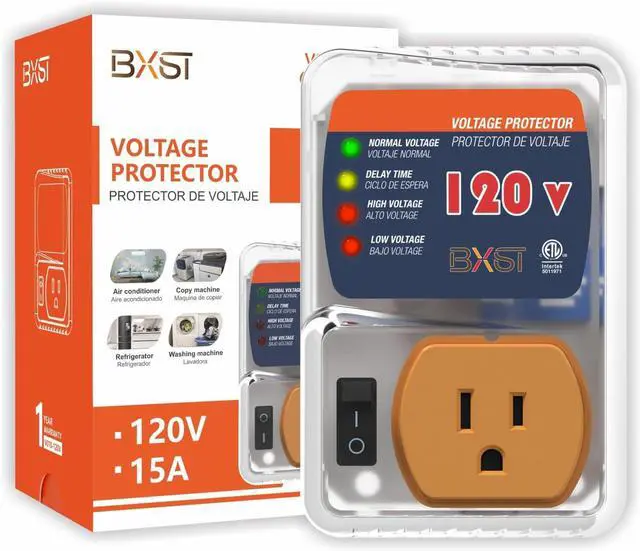 Main image of BXST One Outlet Wall Plug Surge Protector Voltage Protector for Refrigerators Against High and Low Voltage Surge Protector for Home Appliances (ETL)