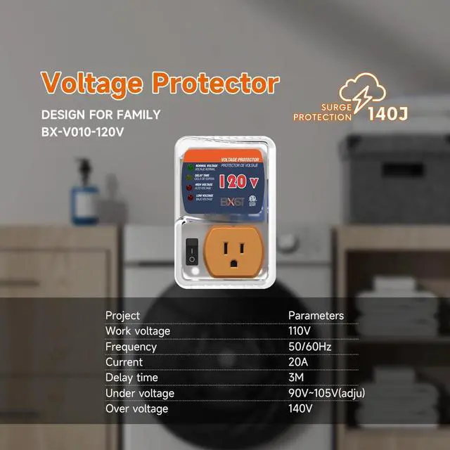 Alt view image 2 of 7 - BXST One Outlet Wall Plug Surge Protector Voltage Protector for Refrigerators Against High and Low Voltage Surge Protector for Home Appliances (ETL)