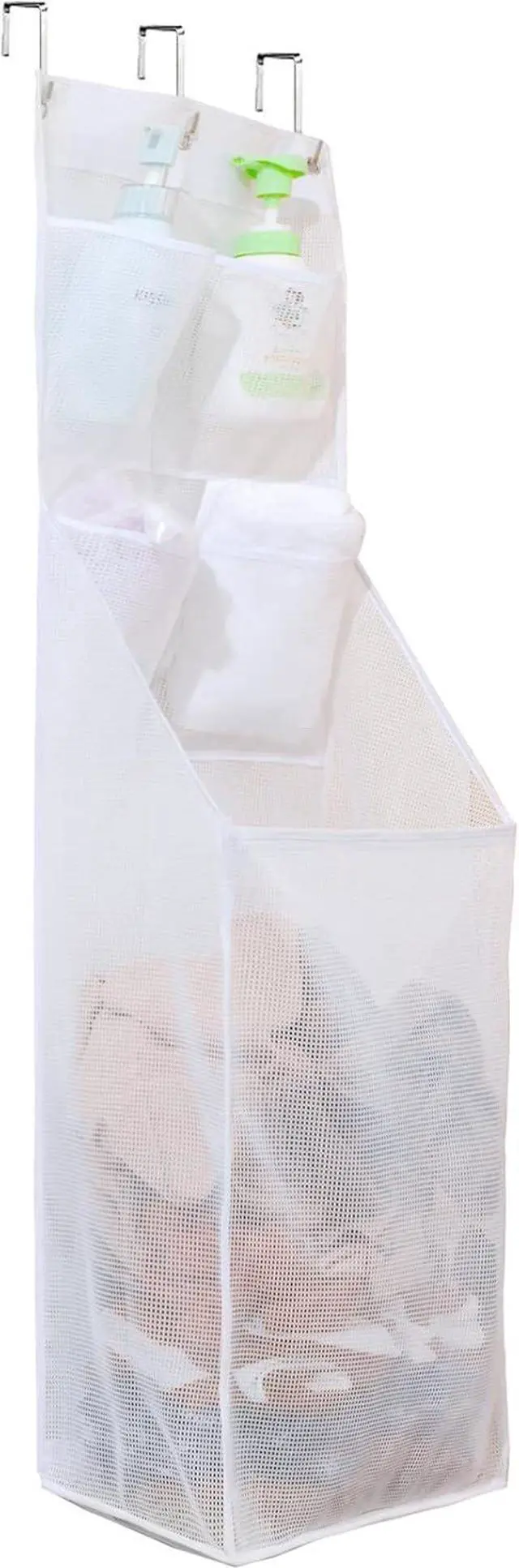 ALYER Multi-Scene Suitable Hanging Mesh Laundry Basket,Behind The Door Storage Organizer for Laundry,RV,Dorm,Bathroom,Bedroom,Pantry, Nursery,Kitchen,White