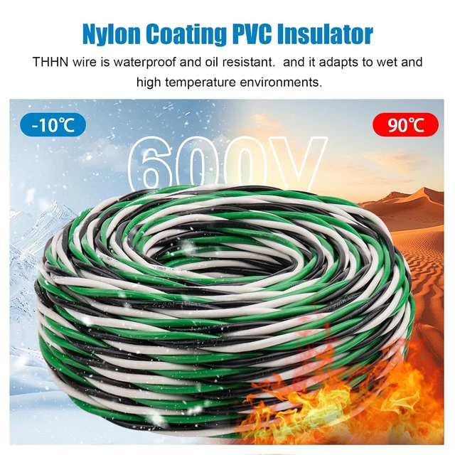 Alt view image 3 of 6 - THHN Wire 12 Gauge 3 Conductors Copper Wire Black White Green, 50FT