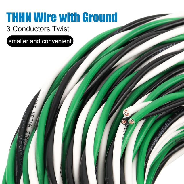 Alt view image 5 of 6 - THHN Wire 12 Gauge 3 Conductors Copper Wire Black White Green, 50FT
