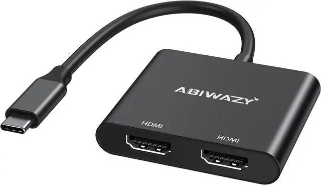 Main image of USB C to Dual HDMI Adapter 4K@60Hz, HDMI Splitter for Dual Monitors Extend Display, USB C HUB Multi Monitor Adapter to 2HDMI Ports Converter for Dell XPS 13/15,HP,Lenovo, Surface Type C Laptop(Black)