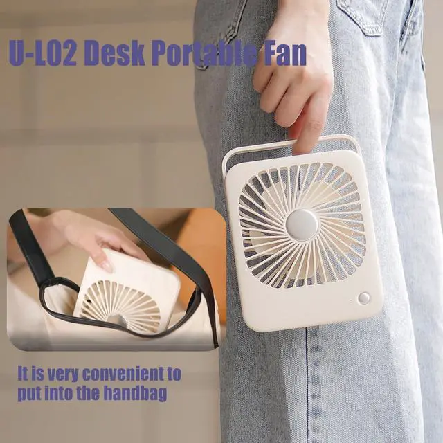 Alt view image 5 of 7 - Desk Fan Battery Rechargeable 2000mAh 180° Foldable Portable Table Fan, 3 Speeds Adjustable Long Time Battery-life personal fan for Home Travel Outdoor Office for Women Men Gift-White
