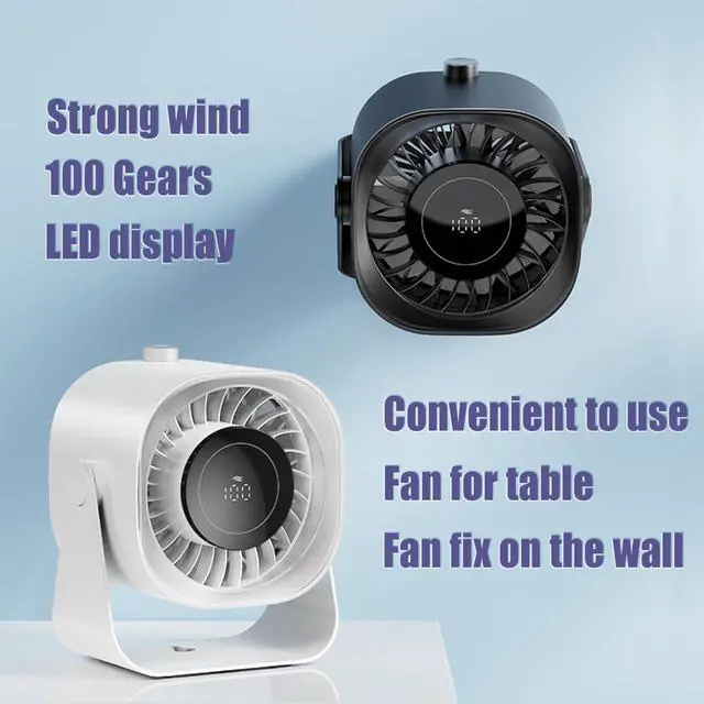 Alt view image 2 of 7 - Desk Fan Battery Rechargeable 5000mAh Fold able Portable Table Fan, 100 speeds Adjustable Long Time Battery Operated fan for Home Travel Outdoor Office for Women Men Gift - Black