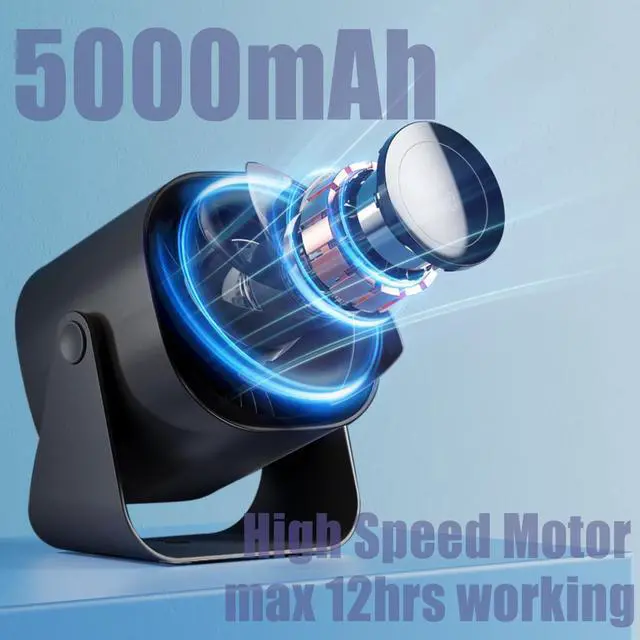 Alt view image 4 of 7 - Desk Fan Battery Rechargeable 5000mAh Fold able Portable Table Fan, 100 speeds Adjustable Long Time Battery Operated fan for Home Travel Outdoor Office for Women Men Gift - Black