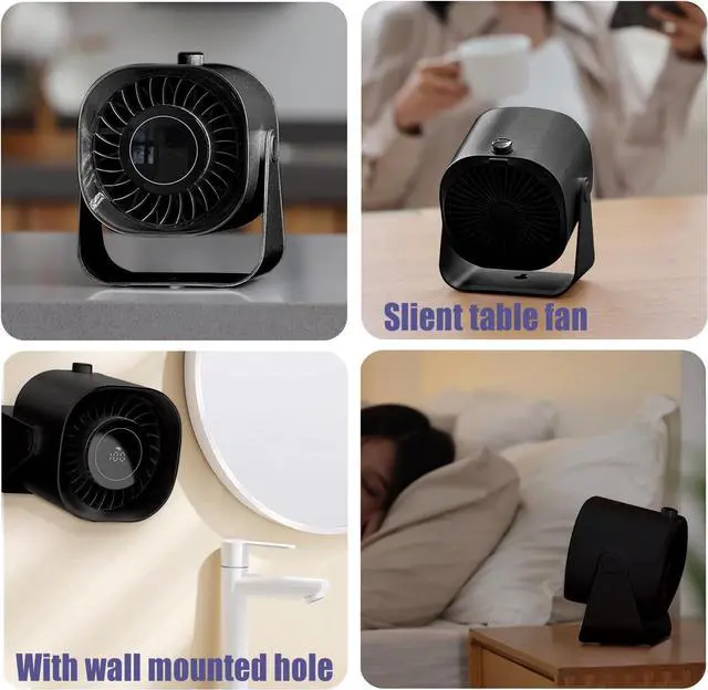 Alt view image 5 of 7 - Desk Fan Battery Rechargeable 5000mAh Fold able Portable Table Fan, 100 speeds Adjustable Long Time Battery Operated fan for Home Travel Outdoor Office for Women Men Gift - Black