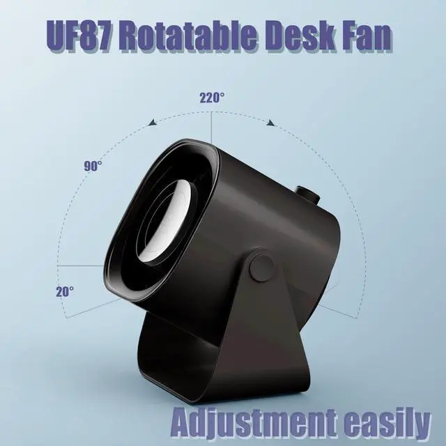 Alt view image 7 of 7 - Desk Fan Battery Rechargeable 5000mAh Fold able Portable Table Fan, 100 speeds Adjustable Long Time Battery Operated fan for Home Travel Outdoor Office for Women Men Gift - Black