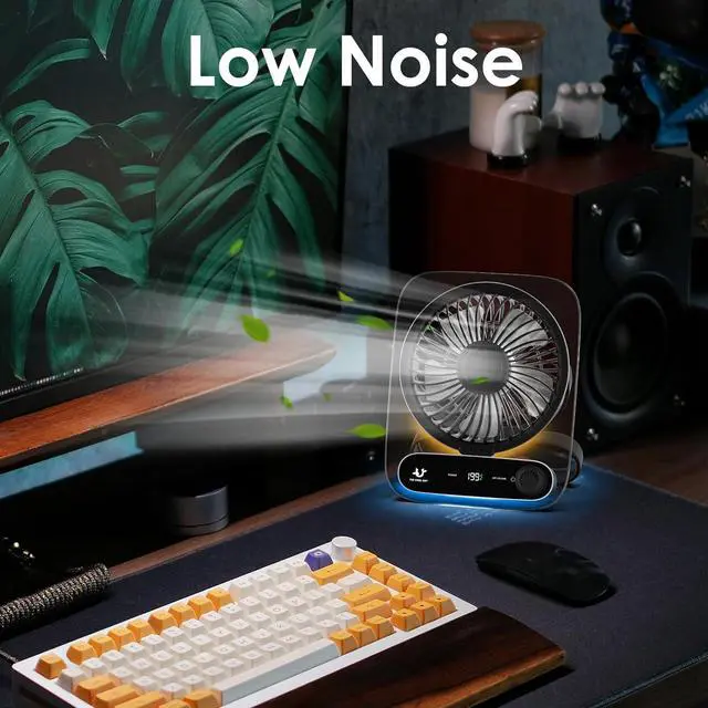 Alt view image 2 of 7 - Simpeak Desk Fan, 3000 mAh USB Rechargeable Fan, 199 Speed Portable Travel Fan, Operated 3-10 Hours, Silent Personal Small Table Fans for Bedroom Office Summer Outdoor (Black)