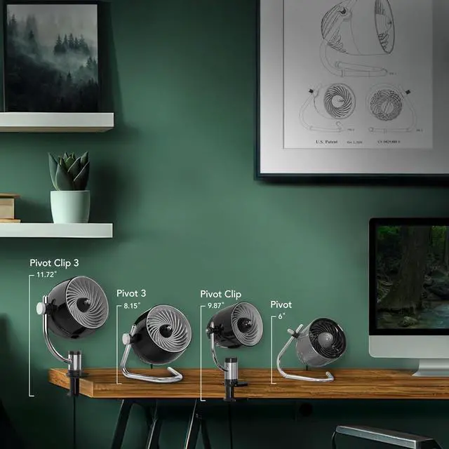 Alt view image 2 of 6 - Vornado Pivot Personal Air Circulator Fan, 6-inch, Quiet Portable Travel Fan, 3 Speeds, Copper
