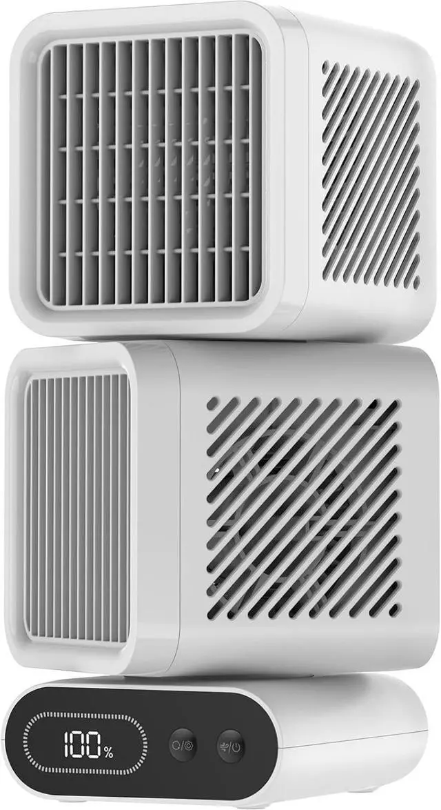 Main image of Desk Fan, 11-Inch Table Fan for Bedroom, 6 Speeds, Digital Display, Dual Heads 6000mAh Battery USB Fans, 360° Rotating, 120° Auto Oscillating, Desk Fans Small Quiet for Home, Office, Kitchen