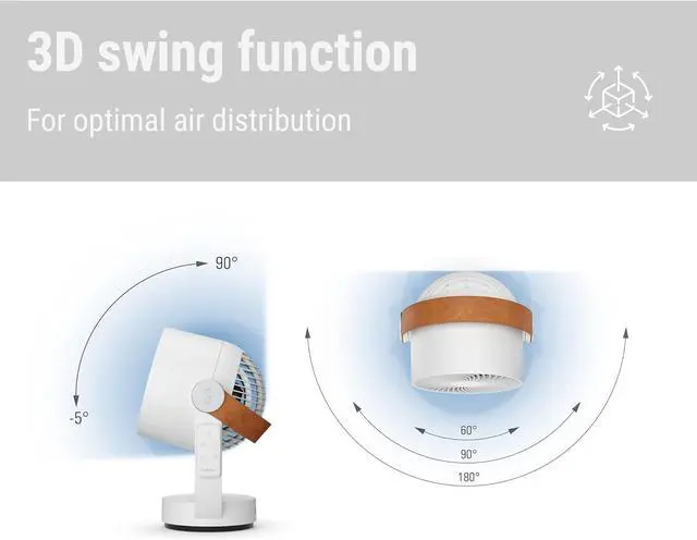 Alt view image 2 of 5 - Stadler Form 3D air circulator Leo, fan with horizontal and vertical swing mode, wide range of up to 26 feet, white with remote control