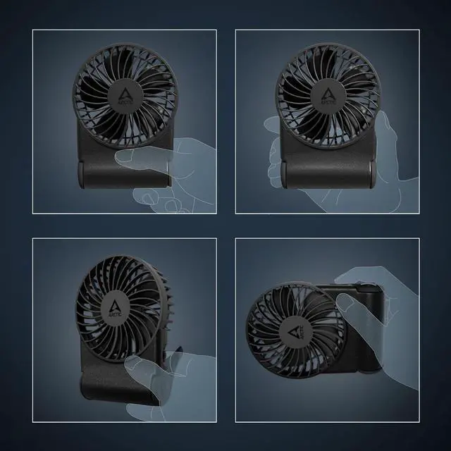 Alt view image 5 of 7 - ARCTIC Summair 2Go (Black) - Rechargeable Powerful Handheld Fan with Stand, Infinitely Variable Speed, 4-77h Running Time, USB-C Connection (incl. USB-A Cable) - Black
