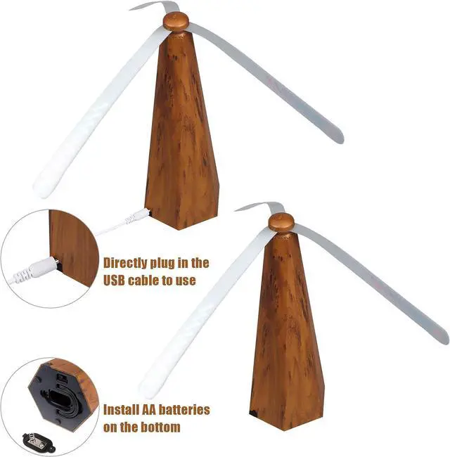 Alt view image 4 of 7 - 3 PCS Fly Fan for Tables Fan Fly Portable Wood Grain Table Fan,for Outdoor