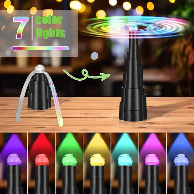Alt view image 2 of 7 - Fly Fans for Tables, Rechargeable Fly Fan for Outdoor Table, Food Fan Table Top with Colorful Light, Fly Spinner for Home Party Picnic, Restaurant, Camping