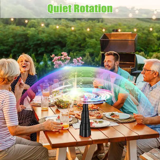 Alt view image 5 of 7 - Fly Fans for Tables, Rechargeable Fly Fan for Outdoor Table, Food Fan Table Top with Colorful Light, Fly Spinner for Home Party Picnic, Restaurant, Camping