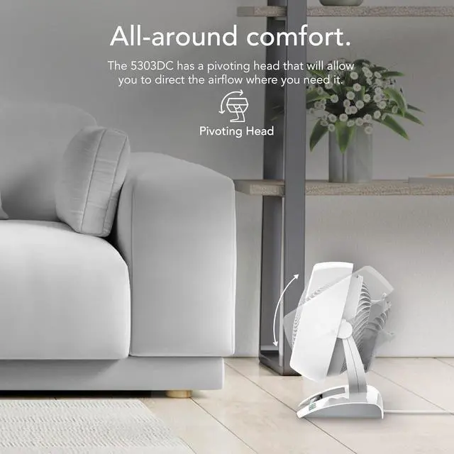 Alt view image 3 of 6 - Vornado 5303DC Energy Smart Small Air Circulator Fan with Variable Speed Control, white, Medium