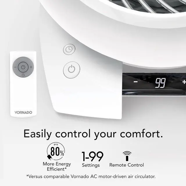 Alt view image 4 of 6 - Vornado 5303DC Energy Smart Small Air Circulator Fan with Variable Speed Control, white, Medium