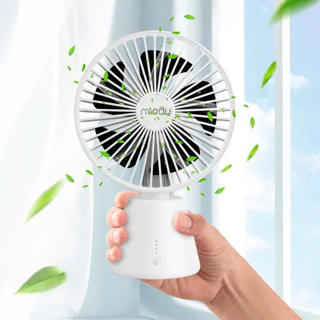 Alt view image 5 of 7 - Miady USB Desk Fan, Upgraded 5000mAh Portable Desktop Fan 135°Auto-Oscillating 3 Speeds Mini Cooling Personal Table Fan for Home Office Travel Camping Outdoor