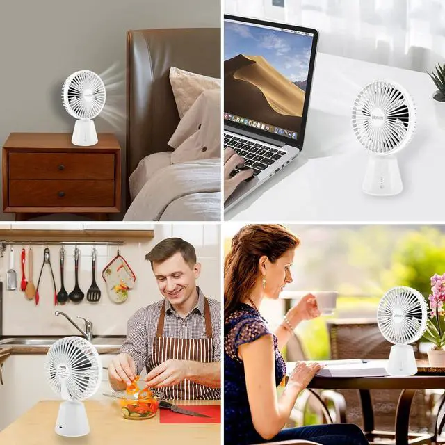 Alt view image 7 of 7 - Miady USB Desk Fan, Upgraded 5000mAh Portable Desktop Fan 135°Auto-Oscillating 3 Speeds Mini Cooling Personal Table Fan for Home Office Travel Camping Outdoor