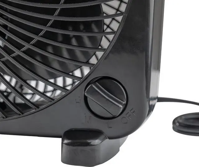 Alt view image 2 of 7 - Comfort Zone Box Fan, 9 inch Portable Desk fan, Quiet 3 Speed Mini Fan for Bedroom, Electric Bedside Table Fan, Black