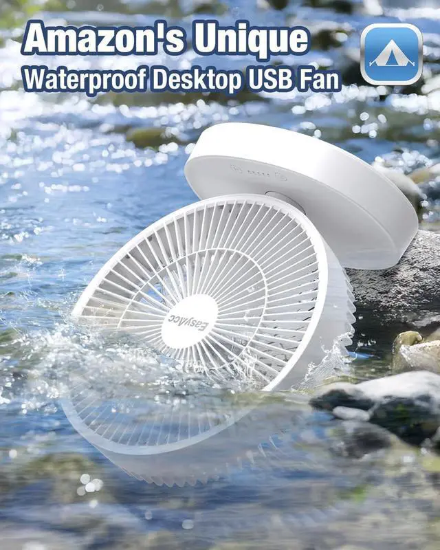 Alt view image 2 of 7 - EasyAcc 11 Inch Large Desk Fan, USB Fan Air Circulator Fan Ultra Quiet 24 dB, IP67 waterproof, 5 Speeds, Timer, Energy Saving Table Fan, Adjustable Angle for Home, Office, BedroomUSB - Powered