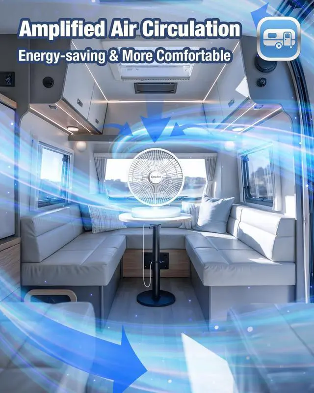 Alt view image 5 of 7 - EasyAcc 11 Inch Large Desk Fan, USB Fan Air Circulator Fan Ultra Quiet 24 dB, IP67 waterproof, 5 Speeds, Timer, Energy Saving Table Fan, Adjustable Angle for Home, Office, BedroomUSB - Powered