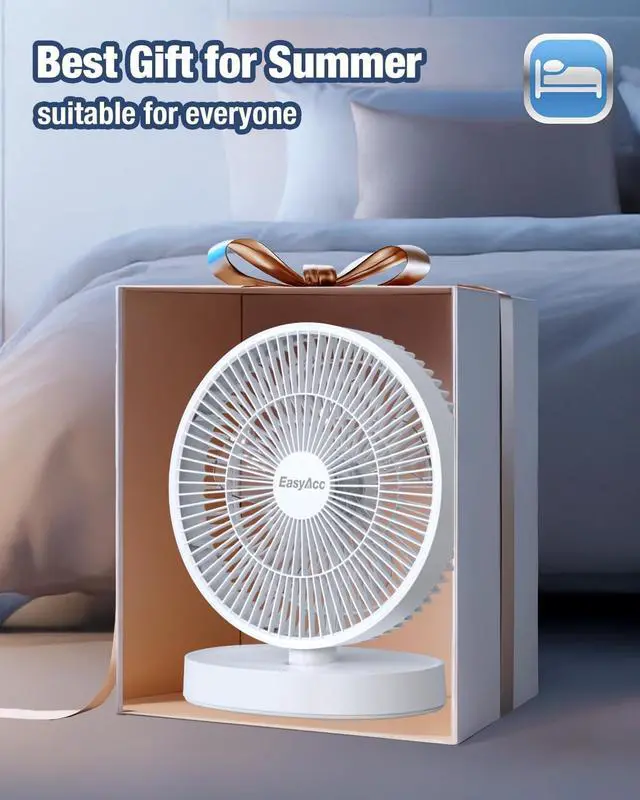 Alt view image 6 of 7 - EasyAcc 11 Inch Large Desk Fan, USB Fan Air Circulator Fan Ultra Quiet 24 dB, IP67 waterproof, 5 Speeds, Timer, Energy Saving Table Fan, Adjustable Angle for Home, Office, BedroomUSB - Powered