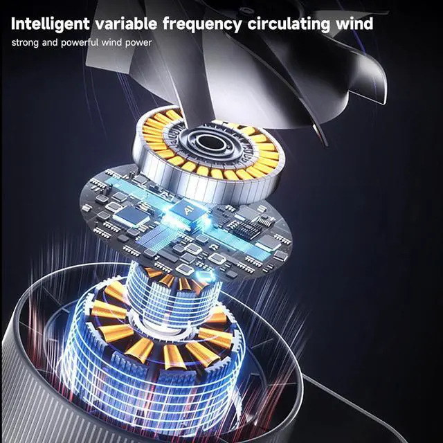Alt view image 2 of 7 - Desk FanDigital Display Rechargeable USB Portable Fan5 Speeds Strong AirflowUltra Quiet Wall-Mounted Desk Fan for Home Office Kitchen Bedroom Bedside Travel Camping Black