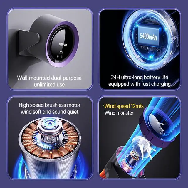 Alt view image 3 of 6 - Desk Fan, USB Rechargeable Quiet Desktop Fan with 5400mAh Battery & LED Display, Adjustable Speed Control, 90° Tilt Head Hangable Table Fan for Office, Bedroom, Dorm, Kitchen (Deep Sky Grey)