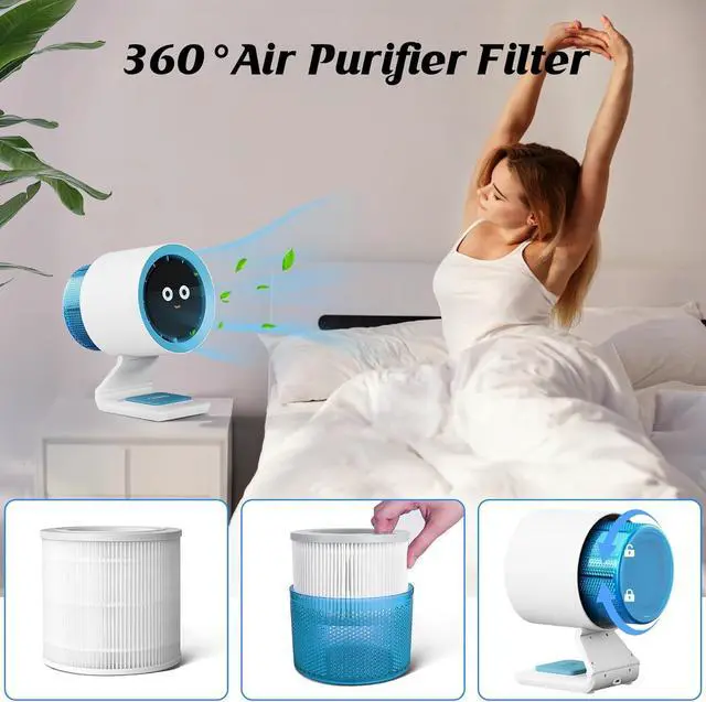 Alt view image 2 of 7 - Desk Fan,Small Fan for Bedroom,Portable Fan with Air Purifier,Personal Fan with Four Different Emotions,Desk Fans Small Quiet,4 Speed Adjustment,Cooling Fan for Home Office Bedroom(No Battery)