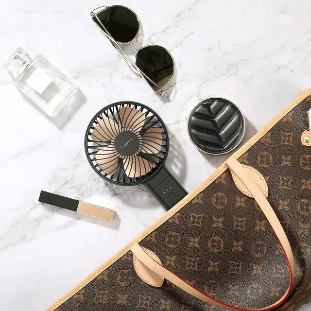 Alt view image 3 of 7 - Handheld Fan, Funme Hand Fan 5000 Battery Quiet Strong Wind [20 Hour/4 Speeds/Unique One Touch Power Off/Easy Clean] Foldable Powerful Cooling Personal Desk Fan Exquisite for Outdoor Travel Home-Black