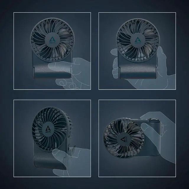 Alt view image 5 of 7 - ARCTIC Summair 2Go (Black) - Rechargeable Powerful Handheld Fan with Stand, Infinitely Variable Speed, 4-77h Running Time, USB-C Connection (incl. USB-A Cable) - Blue