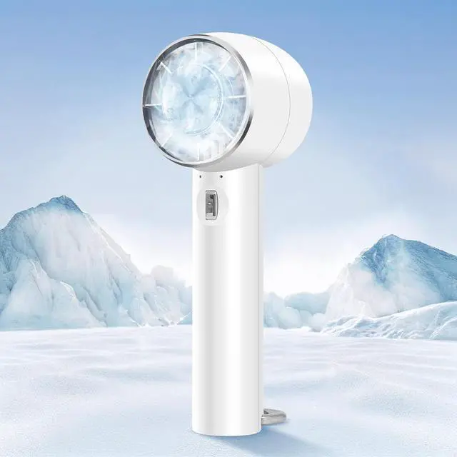 Main image of Handheld Portable Turbo Fan with Cold Compress, High-Speed 2 in 1 Hand Held & Desk Fan, 4200mAh Battery Rechargeable Mini Personal Travel Fan for Home, Office, Outdoor, Makeup (White)